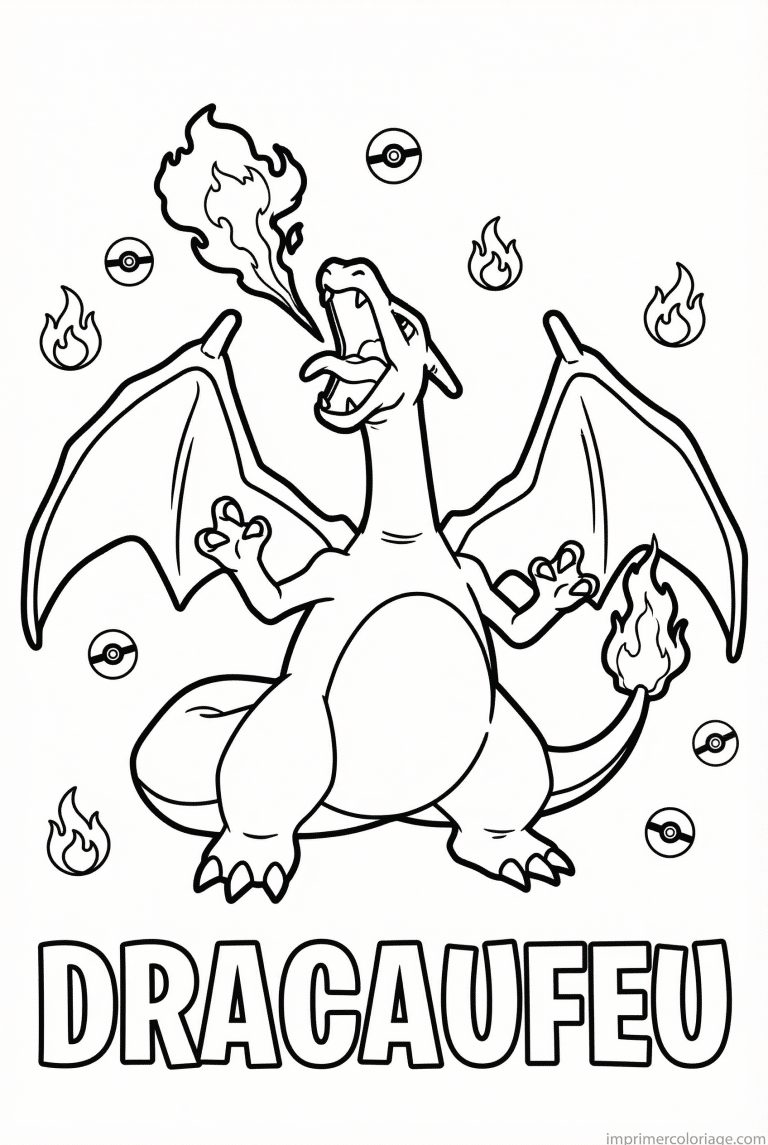 coloriage pokemon dracaufeu lance flammes - dessin gratuit &agrave; imprimer