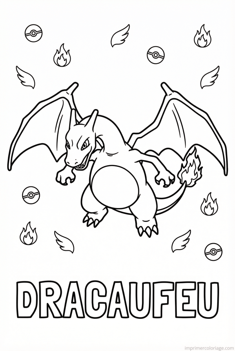 coloriage pokemon dracaufeu plane menacant - dessin gratuit &agrave; imprimer