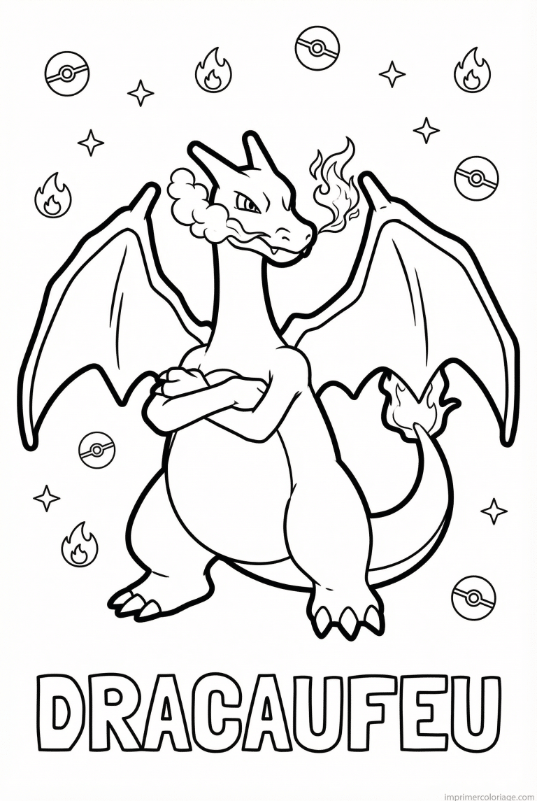 coloriage pokemon dracaufeu pose rebelle - dessin gratuit &agrave; imprimer