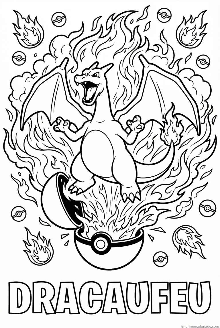 coloriage pokemon dracaufeu sort pokeball - dessin gratuit &agrave; imprimer
