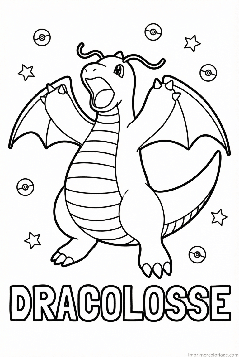 coloriage pokemon dracolosse celebre victoire - dessin gratuit &agrave; imprimer