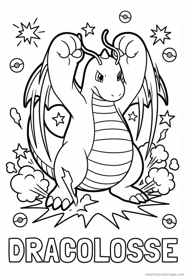 coloriage pokemon dracolosse claquement poings - dessin gratuit &agrave; imprimer