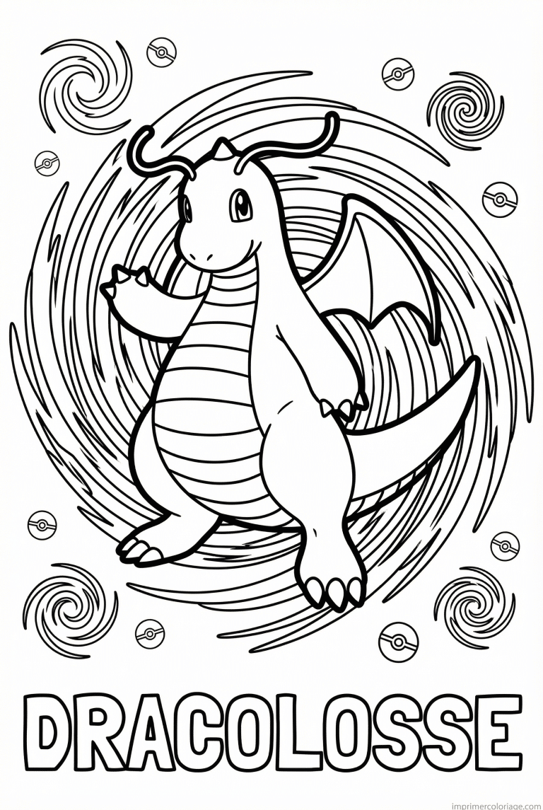 coloriage pokemon dracolosse danse du dragon - dessin gratuit &agrave; imprimer