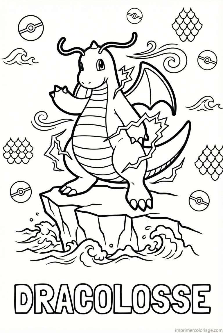 coloriage pokemon dracolosse falaise legendaire - dessin gratuit &agrave; imprimer