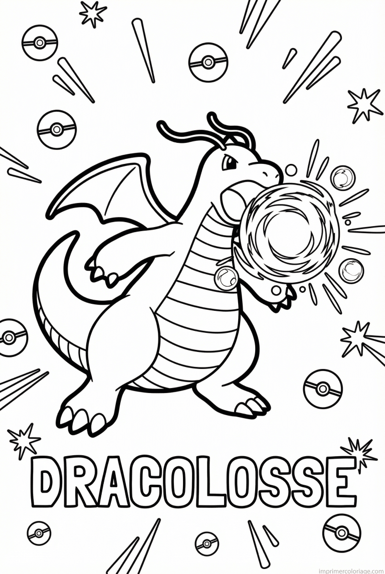 coloriage pokemon dracolosse hyper rayon - dessin gratuit &agrave; imprimer