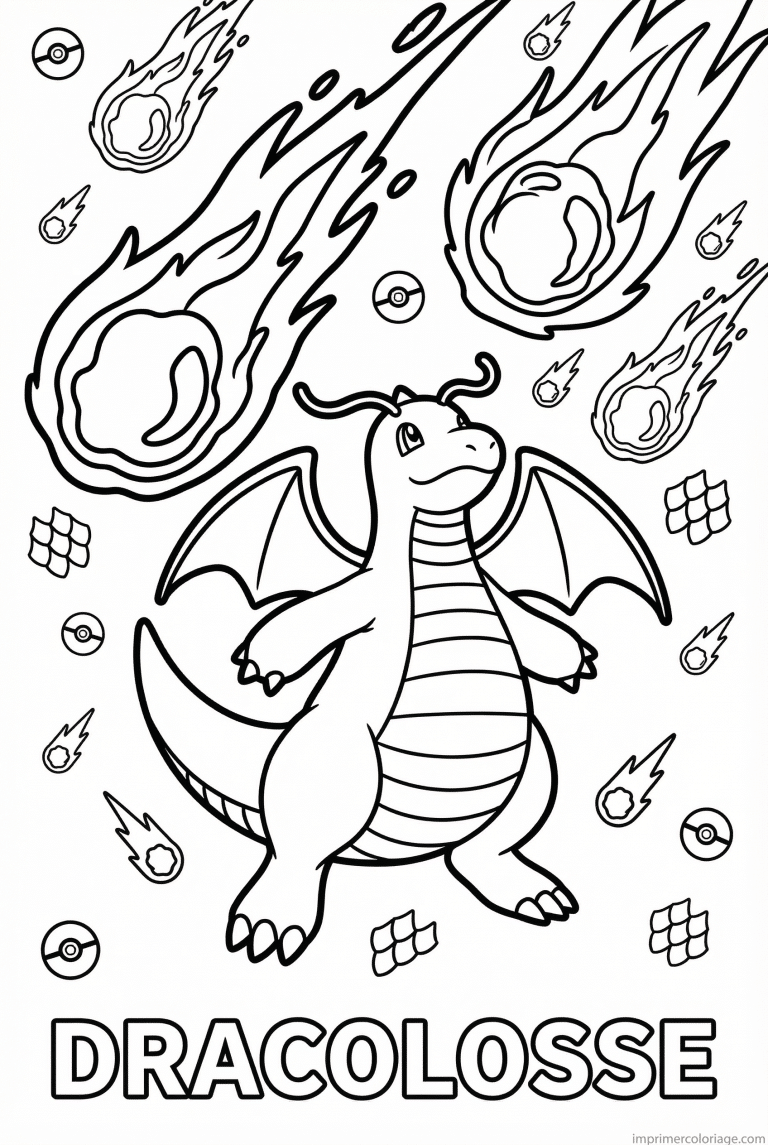 coloriage pokemon dracolosse meteore draconique - dessin gratuit &agrave; imprimer