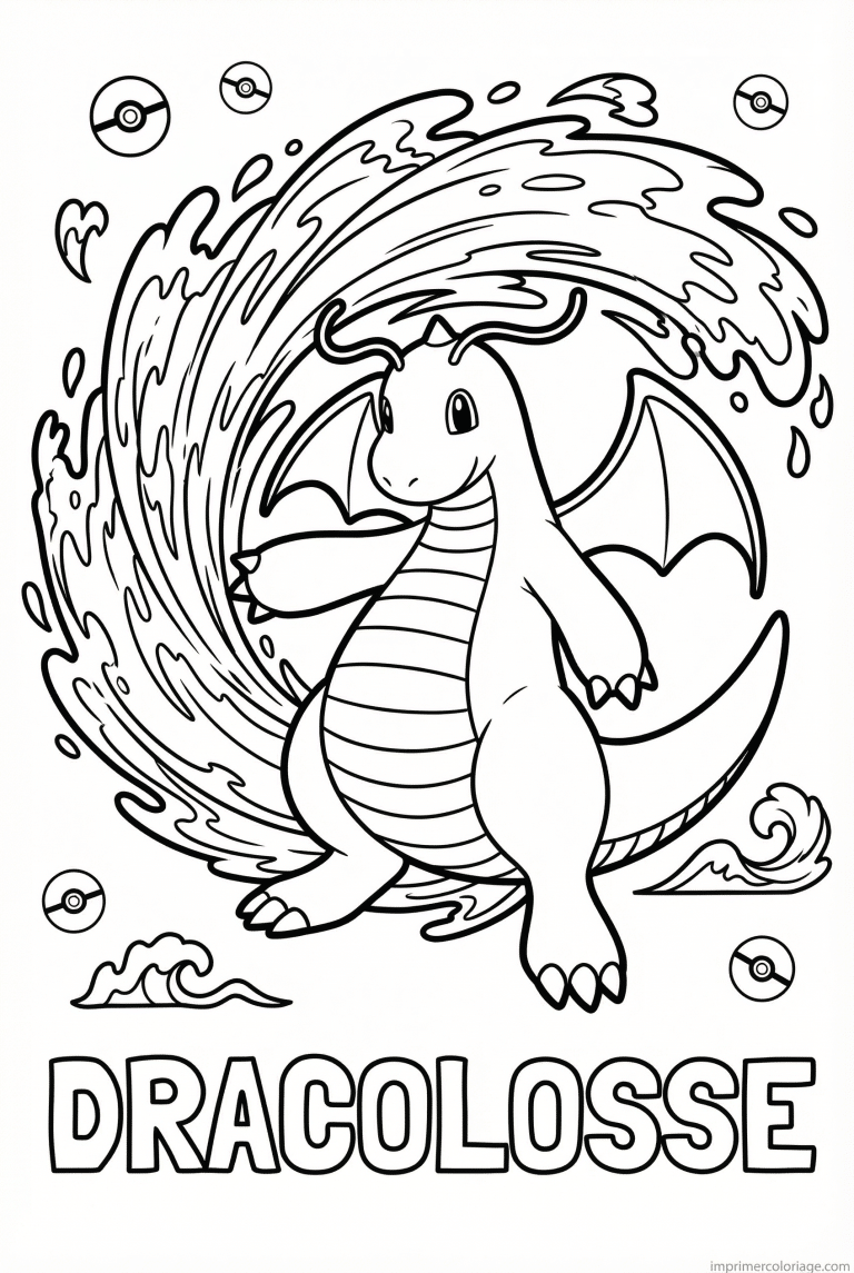 coloriage pokemon dracolosse queue aquatique - dessin gratuit &agrave; imprimer