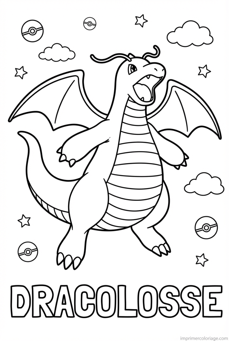 coloriage pokemon dracolosse qui vole - dessin gratuit &agrave; imprimer