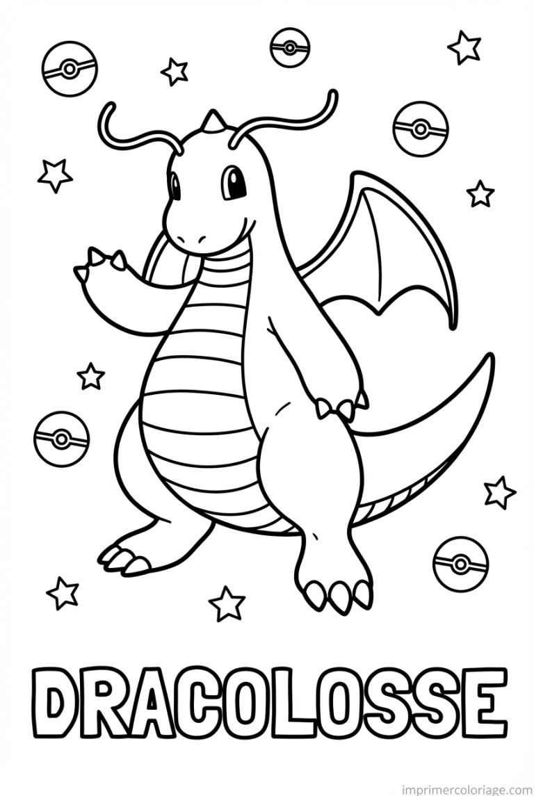 coloriage pokemon dracolosse souriant - dessin gratuit &agrave; imprimer