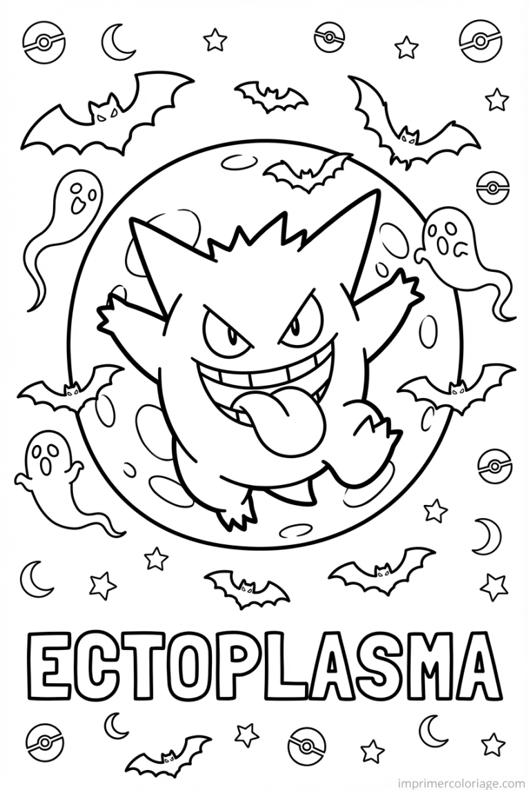 coloriage pokemon ectoplasma nuit halloween - dessin gratuit &agrave; imprimer