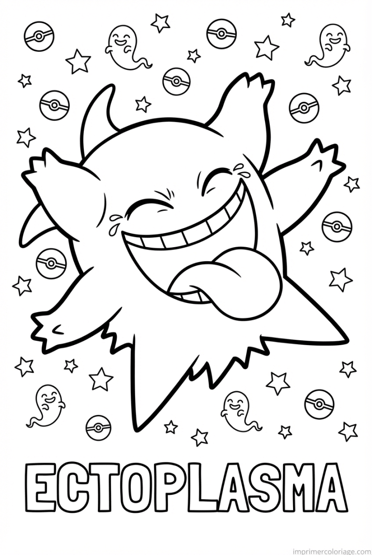 coloriage pokemon ectoplasma rit a lenvers - dessin gratuit &agrave; imprimer