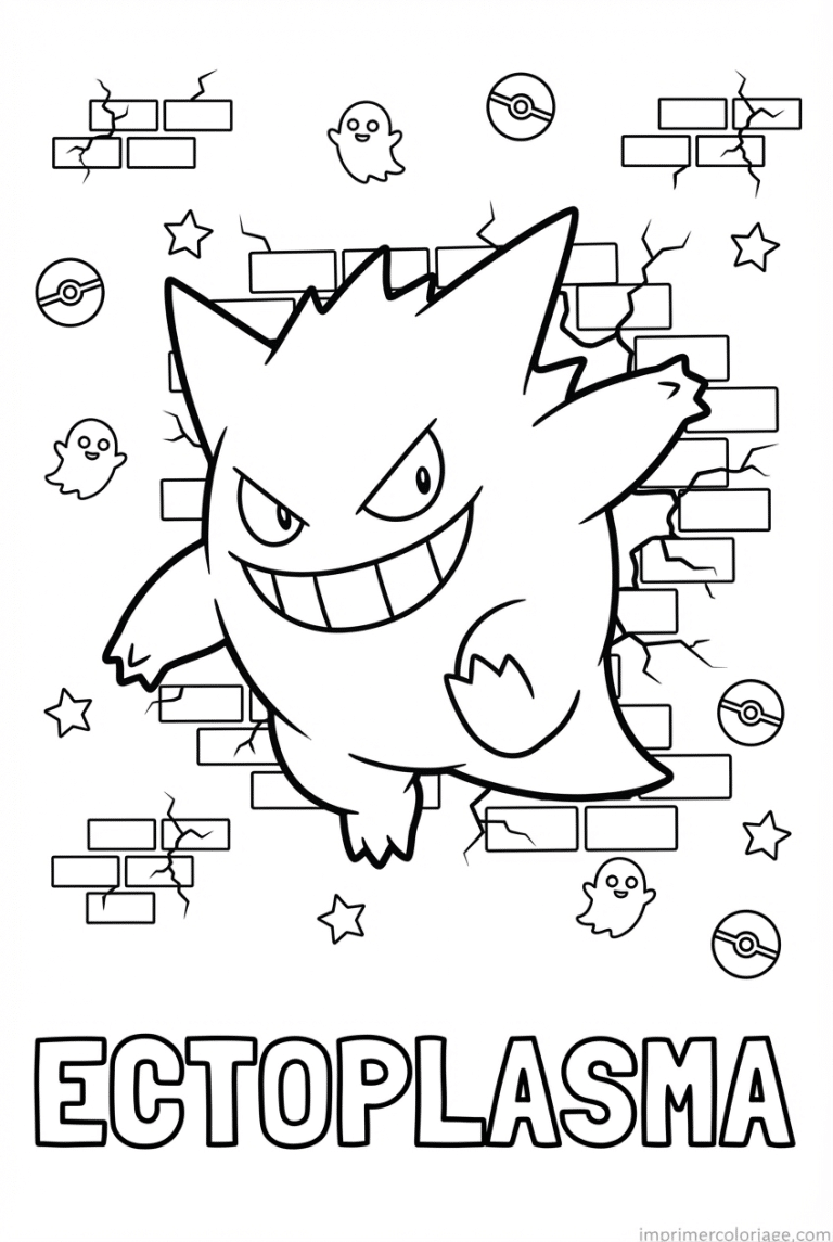 coloriage pokemon ectoplasma traverse mur - dessin gratuit &agrave; imprimer