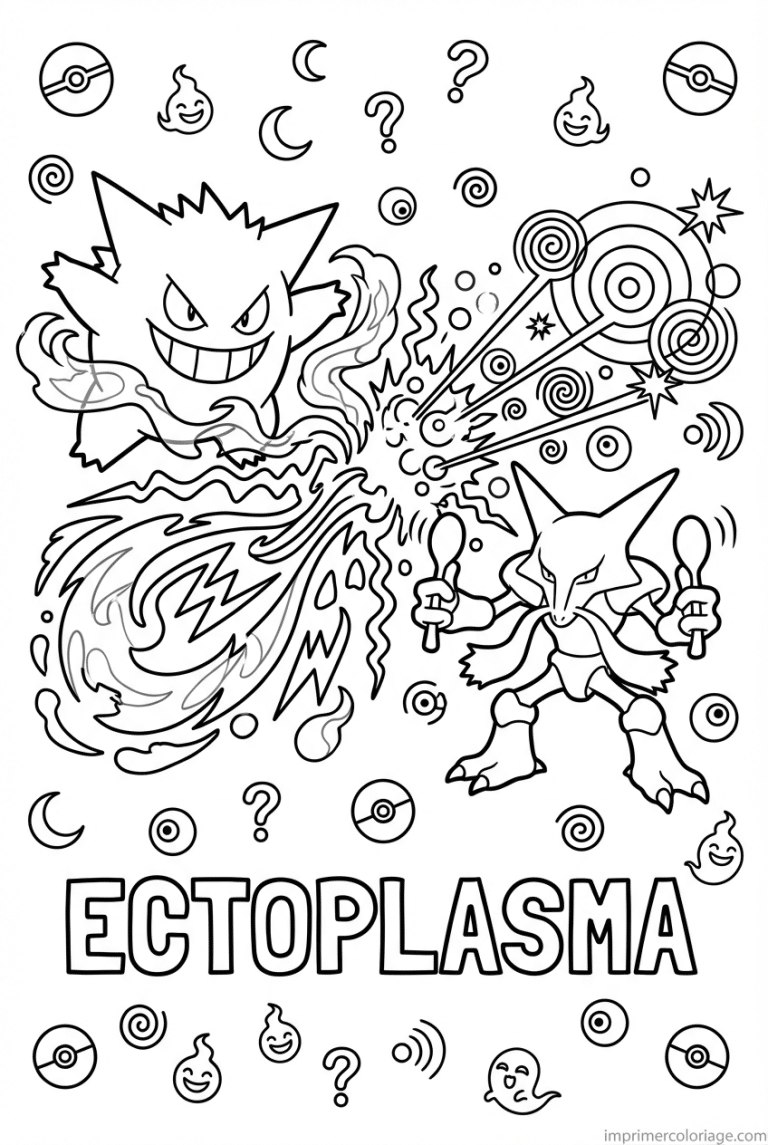 coloriage pokemon ectoplasma vs alakazam - dessin gratuit &agrave; imprimer