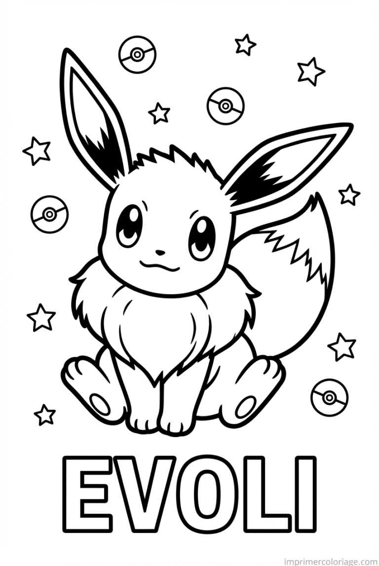 coloriage pokemon evoli assis mignon - dessin gratuit &agrave; imprimer