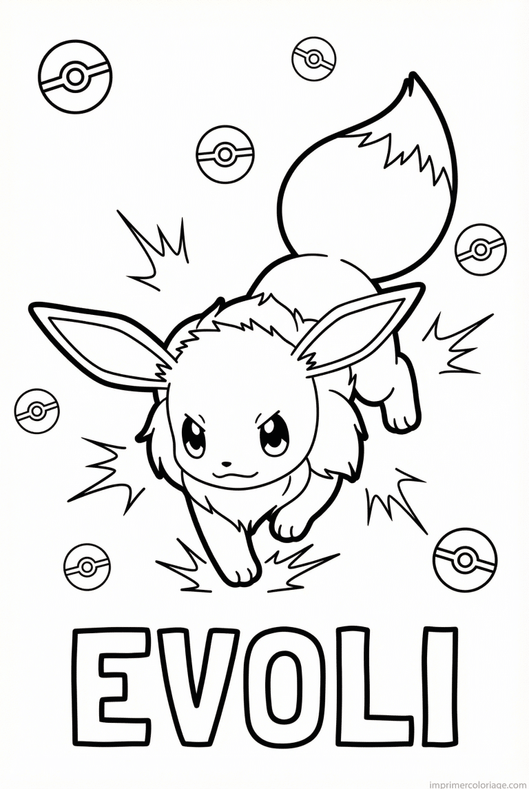 coloriage pokemon evoli charge tete - dessin gratuit &agrave; imprimer