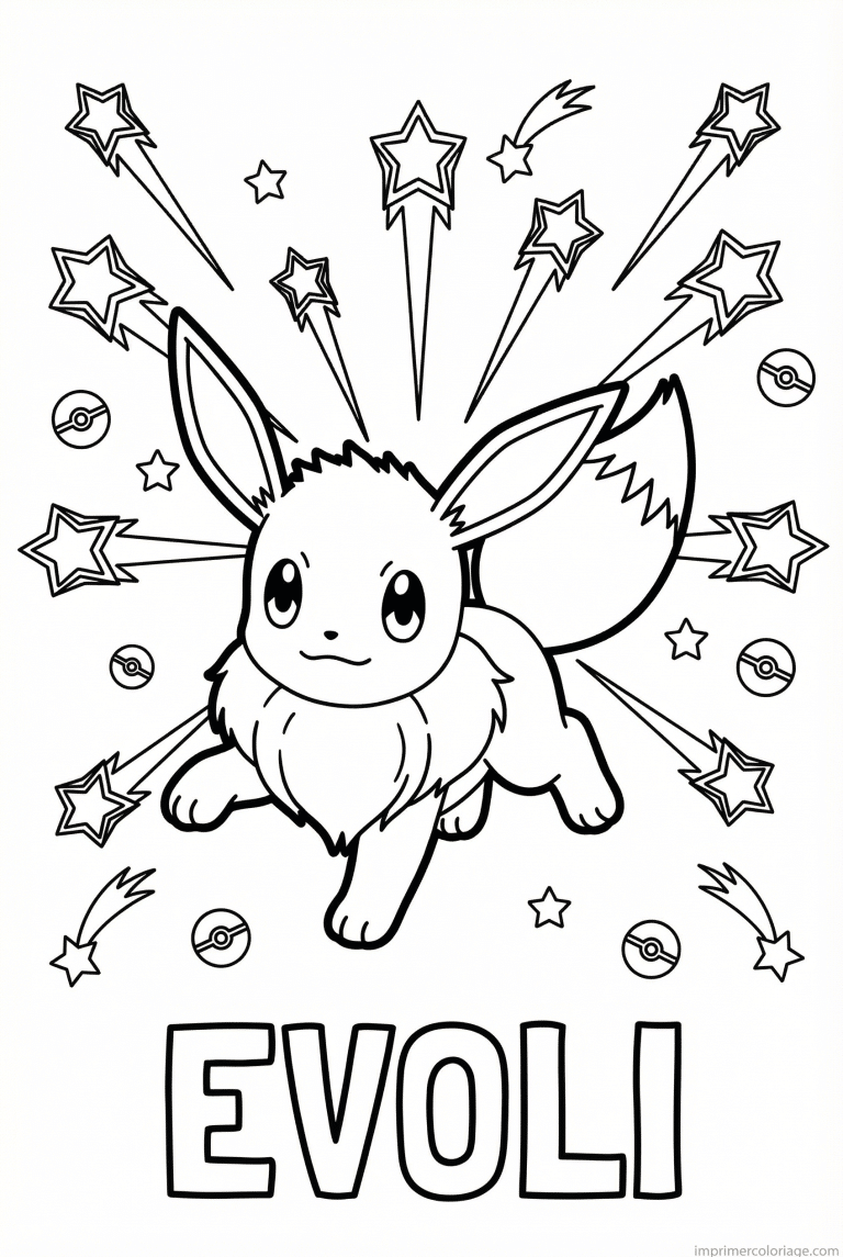 coloriage pokemon evoli etoiles filantes - dessin gratuit &agrave; imprimer