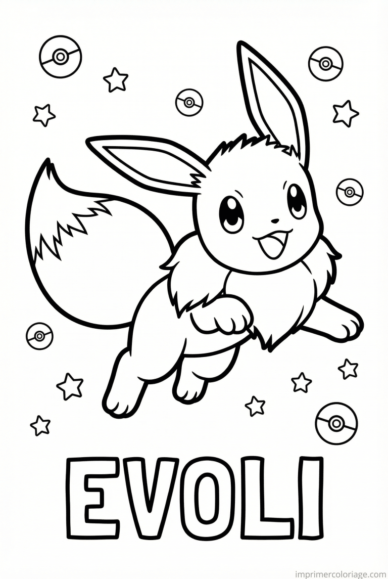coloriage pokemon evoli grand saut - dessin gratuit &agrave; imprimer