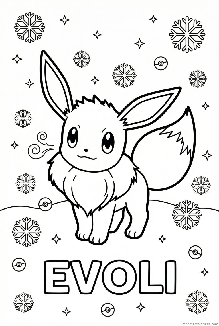 coloriage pokemon evoli hiver neige - dessin gratuit &agrave; imprimer