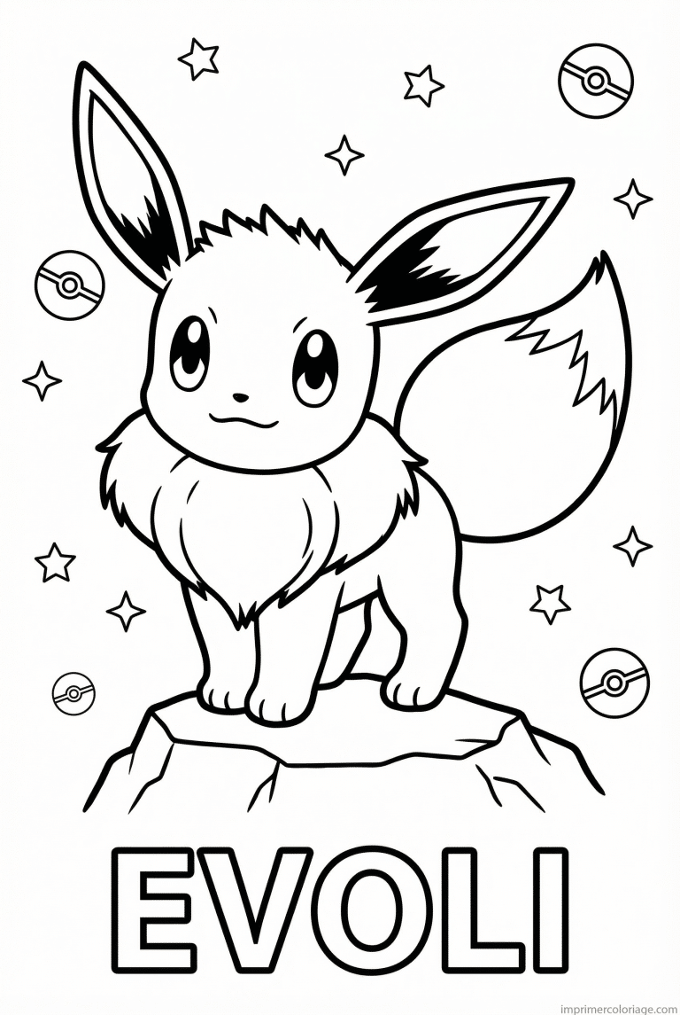 coloriage pokemon evoli pose heroique rocher - dessin gratuit &agrave; imprimer