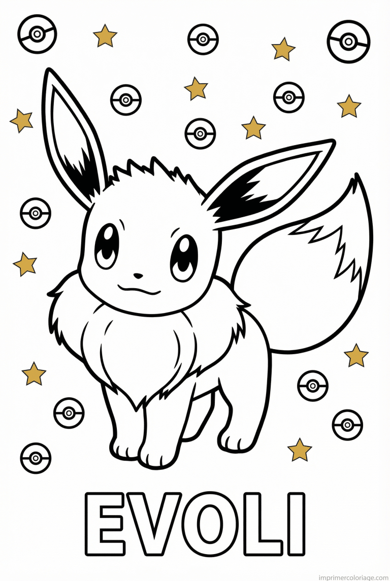 coloriage pokemon evoli pose iconique legendaire - dessin gratuit &agrave; imprimer