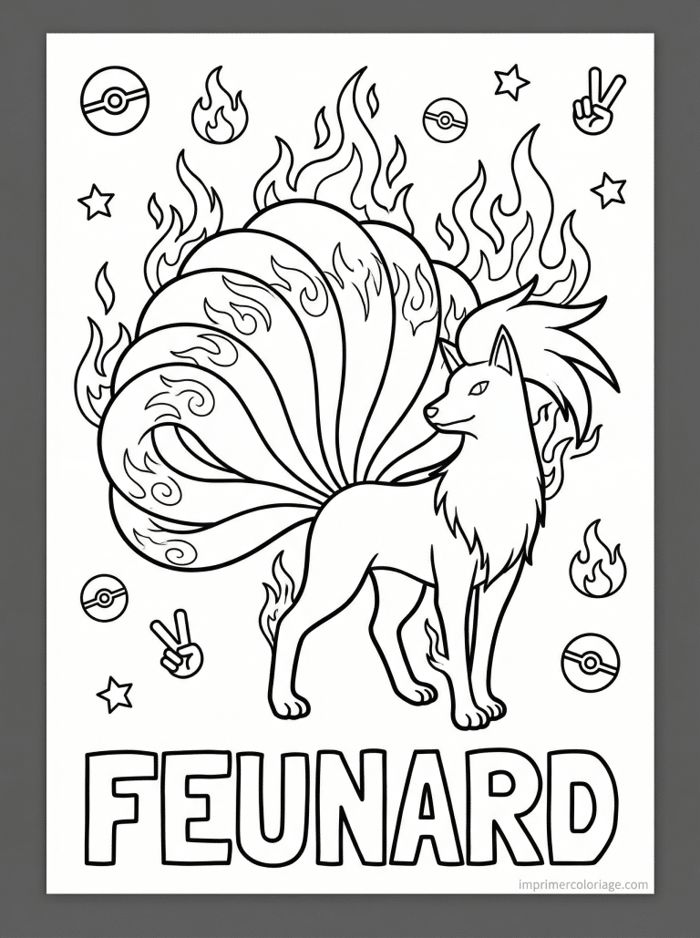 coloriage pokemon feunard celebre victoire - dessin gratuit &agrave; imprimer