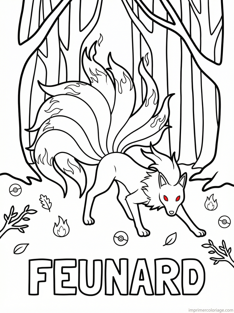 coloriage pokemon feunard foret enchantee - dessin gratuit &agrave; imprimer