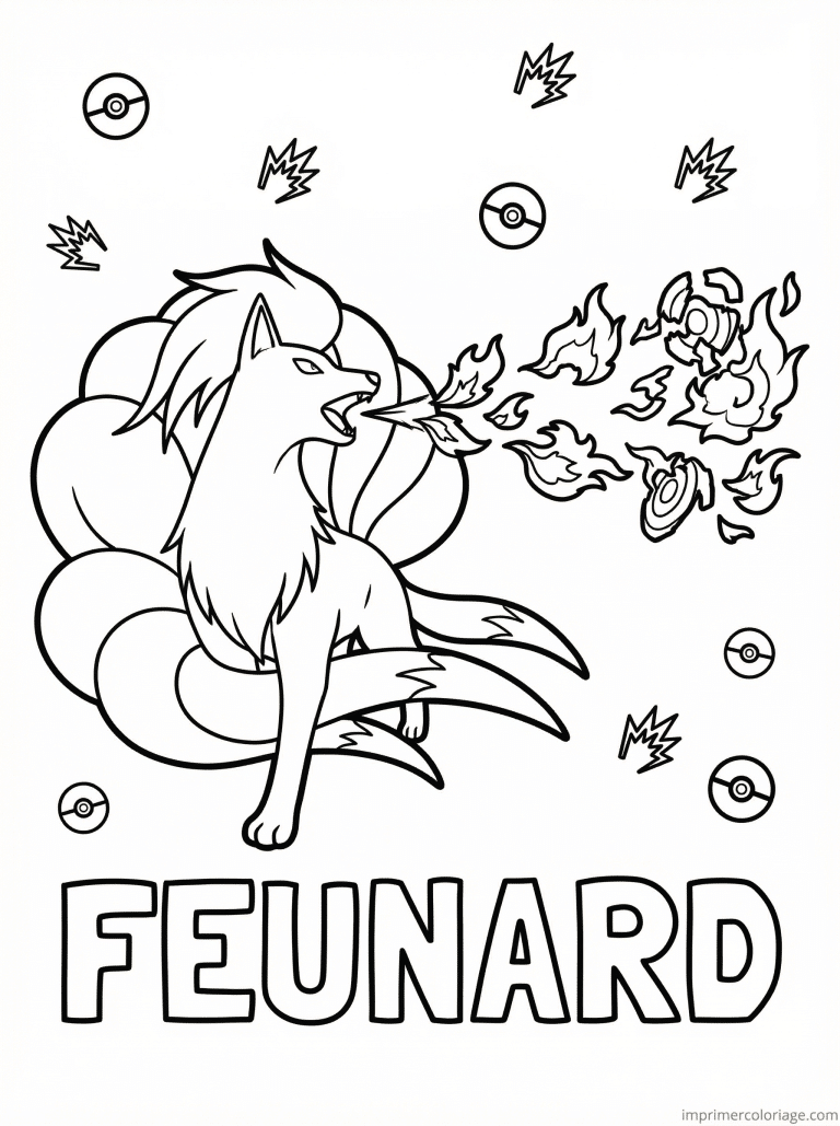 coloriage pokemon feunard incineration rapide - dessin gratuit &agrave; imprimer