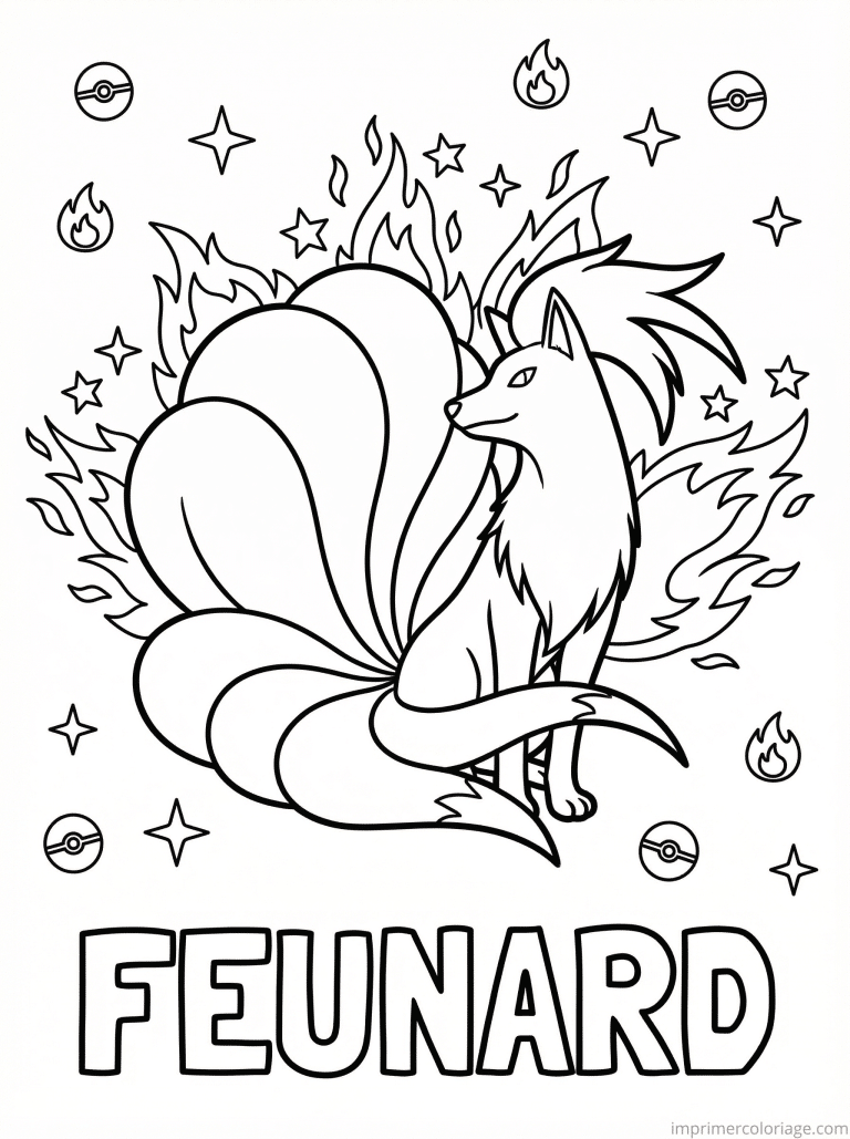 coloriage pokemon feunard pose iconique legendaire - dessin gratuit &agrave; imprimer