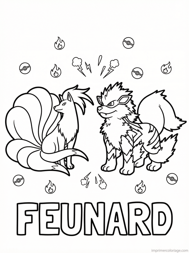 coloriage pokemon feunard vs arcanin - dessin gratuit &agrave; imprimer