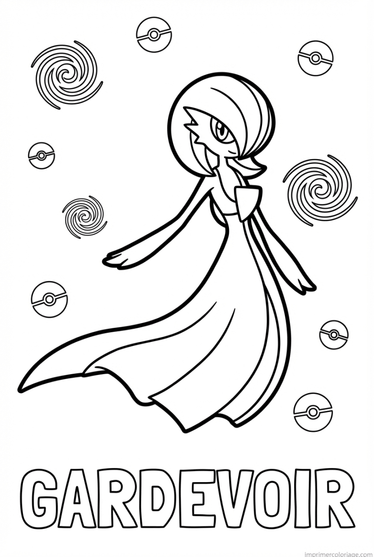 coloriage pokemon gardevoir elegante - dessin gratuit &agrave; imprimer