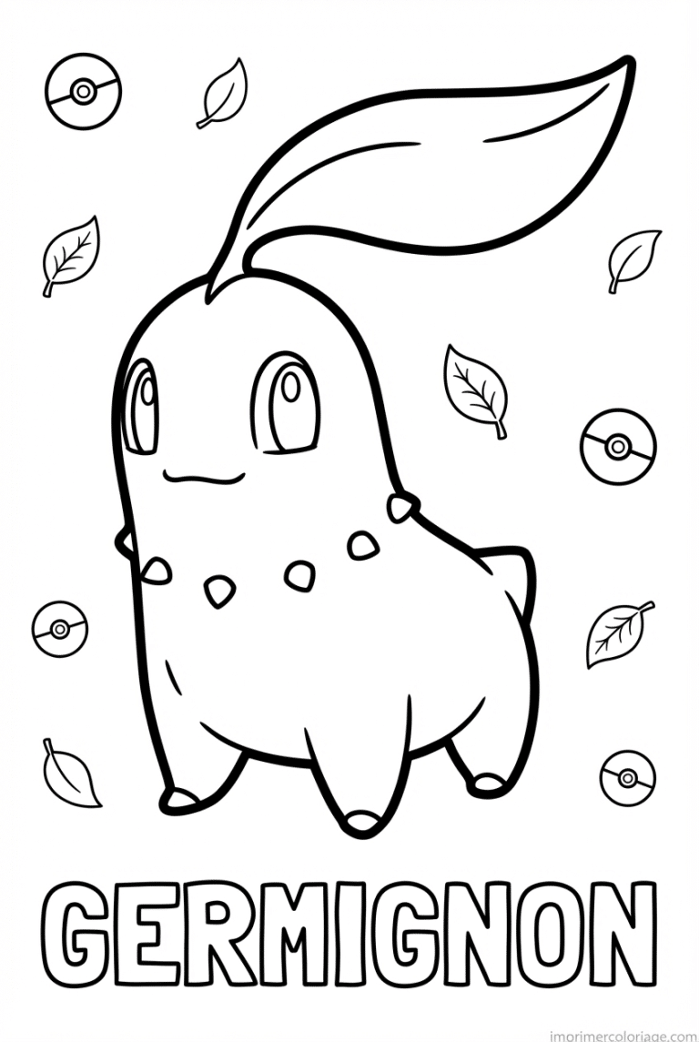 coloriage pokemon germignon feuille sur tete - dessin gratuit &agrave; imprimer