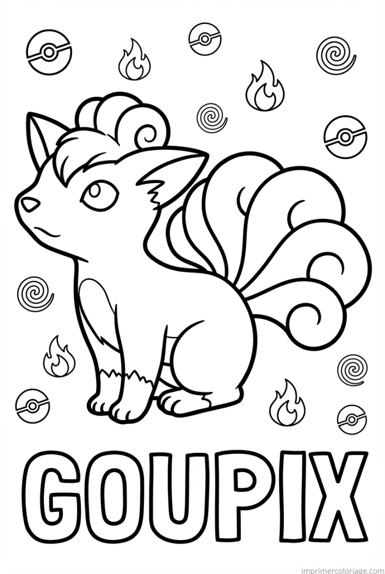 coloriage pokemon goupix six queues - dessin gratuit &agrave; imprimer