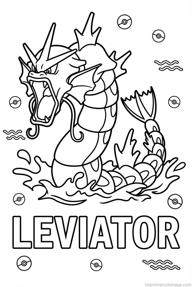 coloriage pokemon leviator sort de leau - dessin gratuit &agrave; imprimer