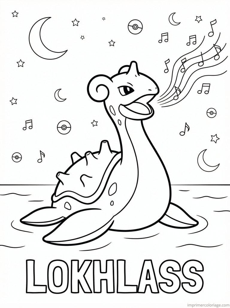 coloriage pokemon lokhlass chante ocean - dessin gratuit &agrave; imprimer