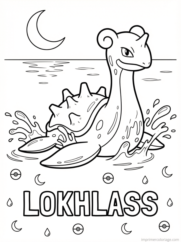 coloriage pokemon lokhlass emerge nuit lune - dessin gratuit &agrave; imprimer
