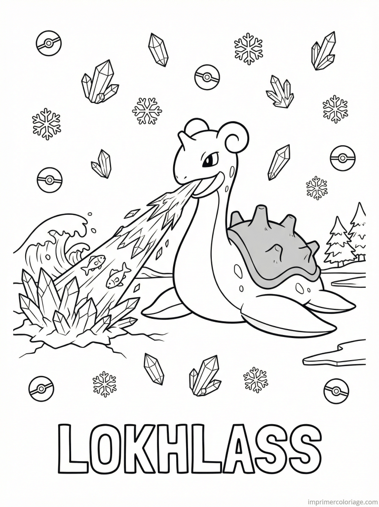 coloriage pokemon lokhlass laser glace - dessin gratuit &agrave; imprimer