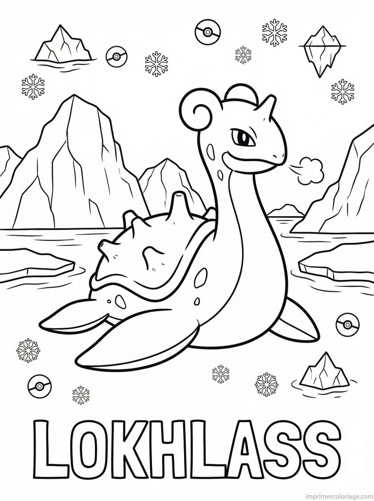 coloriage pokemon lokhlass navigue icebergs - dessin gratuit &agrave; imprimer