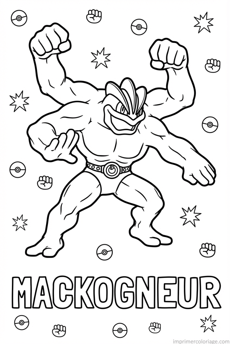 coloriage pokemon mackogneur quatre bras - dessin gratuit &agrave; imprimer