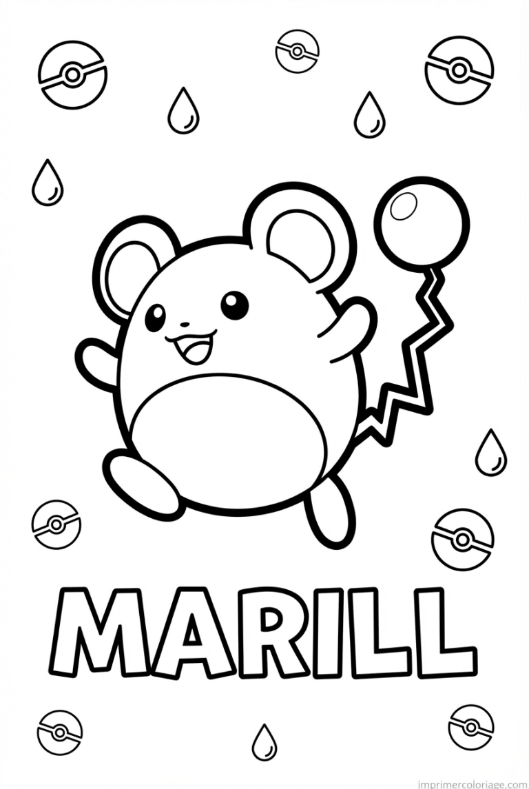 coloriage pokemon marill qui rebondit - dessin gratuit &agrave; imprimer
