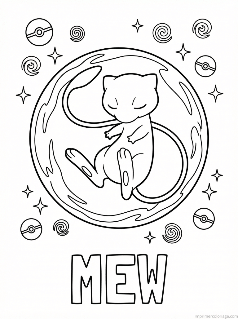 coloriage pokemon mew bulle psychique - dessin gratuit &agrave; imprimer