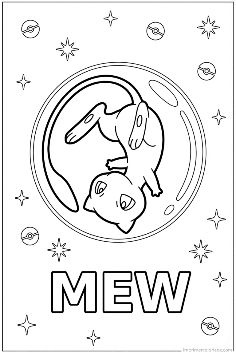 coloriage pokemon mew bulle psychique - dessin gratuit &agrave; imprimer