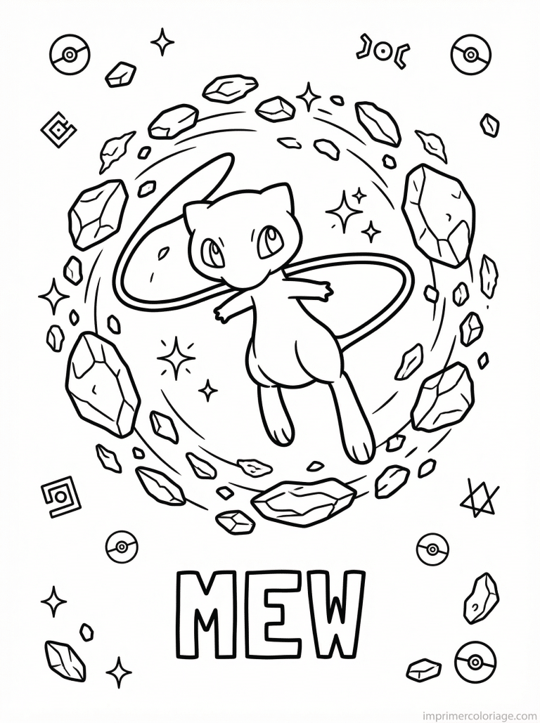 coloriage pokemon mew force ancestrale sans les yeux bleus - dessin gratuit &agrave; imprimer