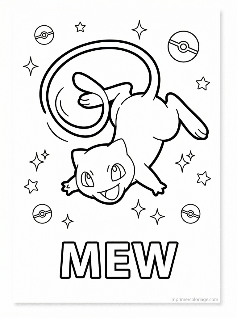 coloriage pokemon mew salto joyeux - dessin gratuit &agrave; imprimer