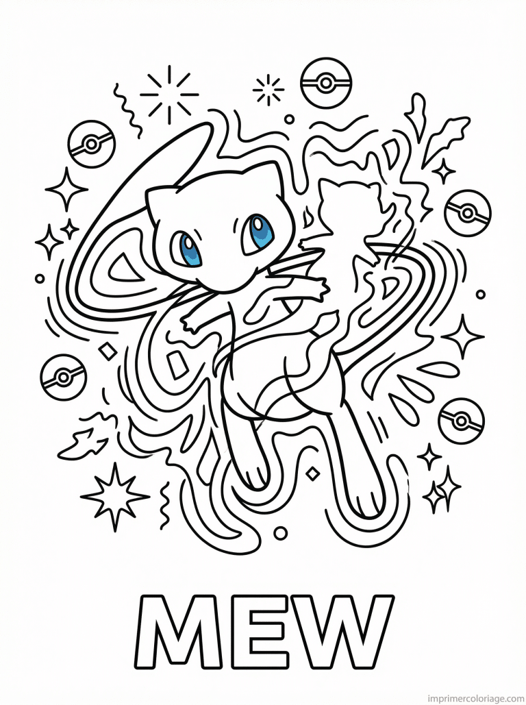 coloriage pokemon mew transformation mystere - dessin gratuit &agrave; imprimer