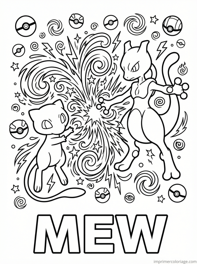 coloriage pokemon mew vs mewtwo sans les yeux bleus - dessin gratuit &agrave; imprimer