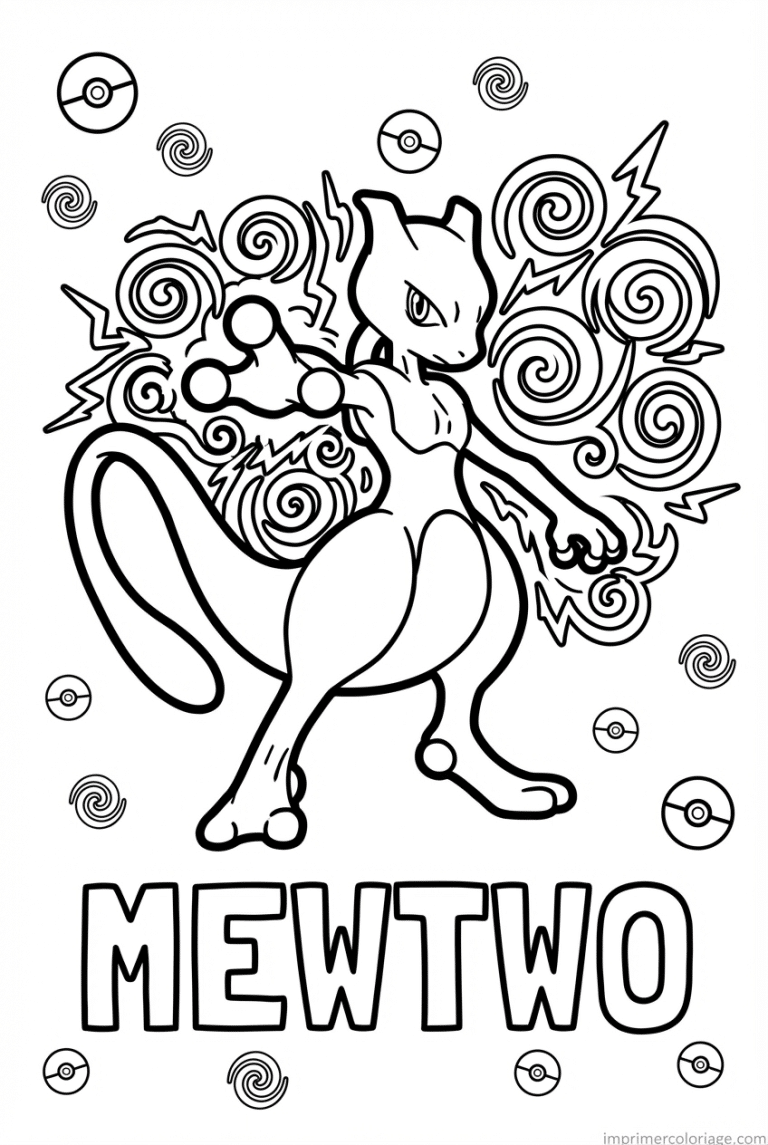 coloriage pokemon mewtwo attaque psy - dessin gratuit &agrave; imprimer
