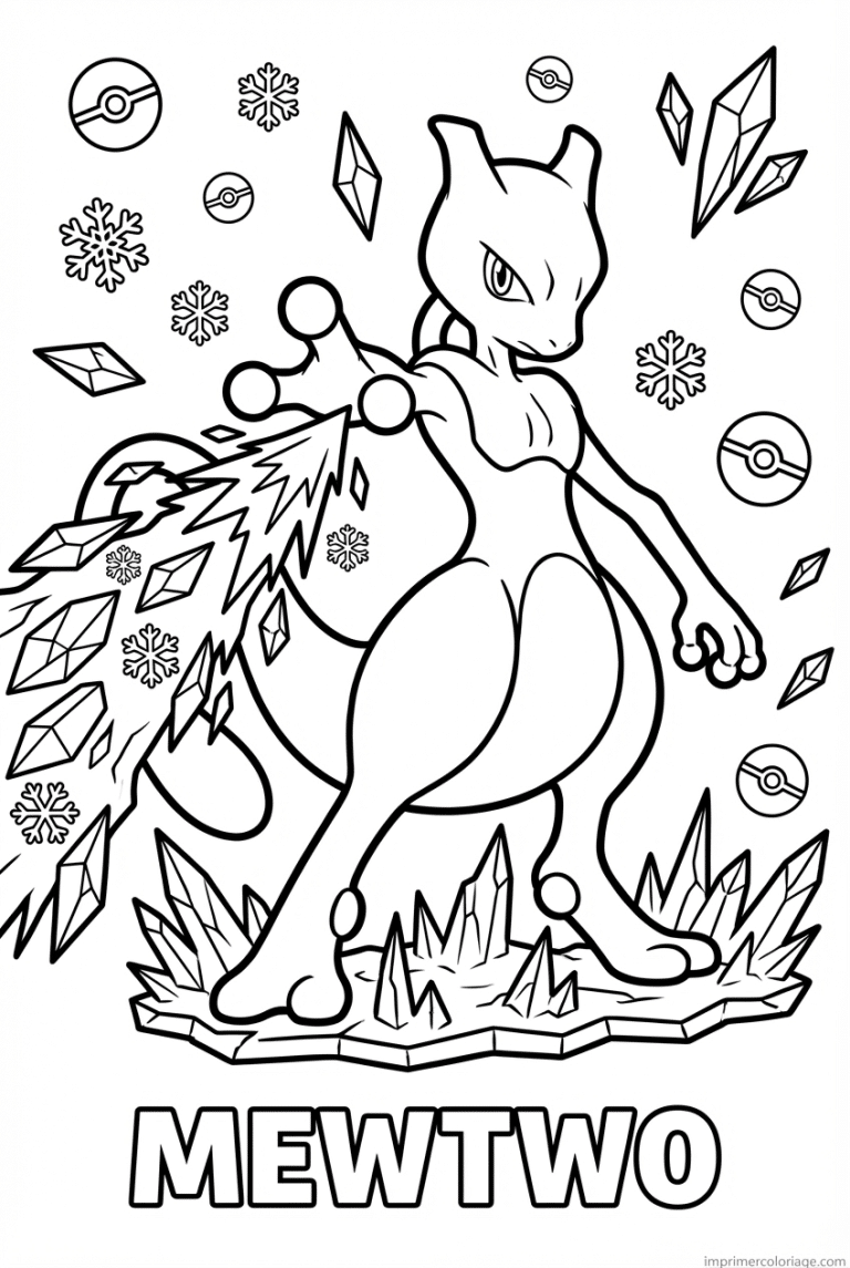 coloriage pokemon mewtwo laser glace - dessin gratuit &agrave; imprimer