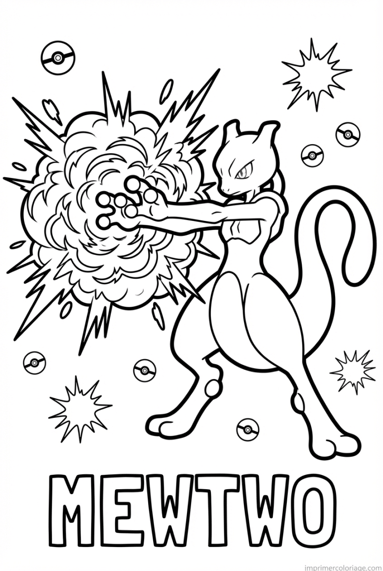 coloriage pokemon mewtwo psyko choc - dessin gratuit &agrave; imprimer