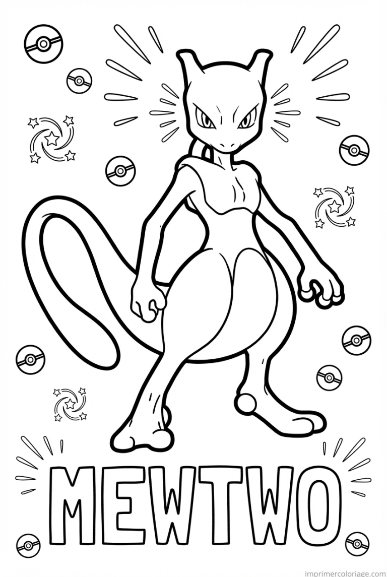 coloriage pokemon mewtwo regard percant - dessin gratuit &agrave; imprimer