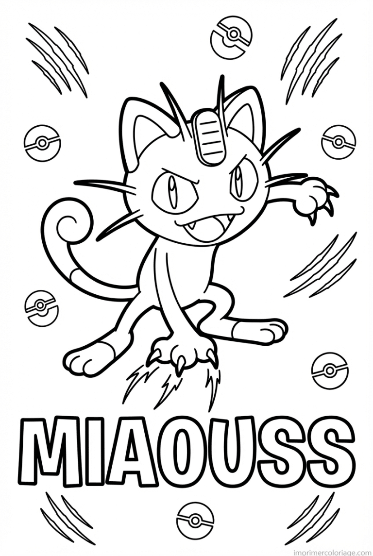 coloriage pokemon miaouss griffes 1 - dessin gratuit &agrave; imprimer